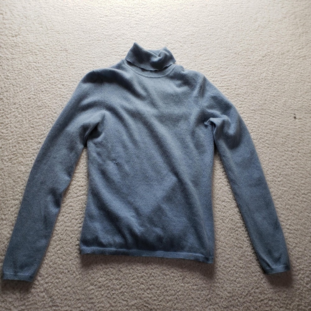 Charter Club Sweater Womens Small Blue Turtleneck Long Sleeve Cashmere Knit